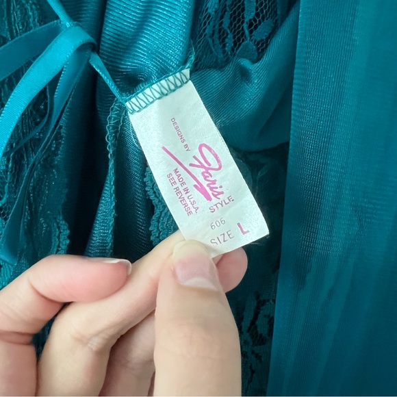 Rare Vintage 1980’s Faris Lingerie Set Teal Blue Ruffle Sheer Made in USA - Picture 11 of 12